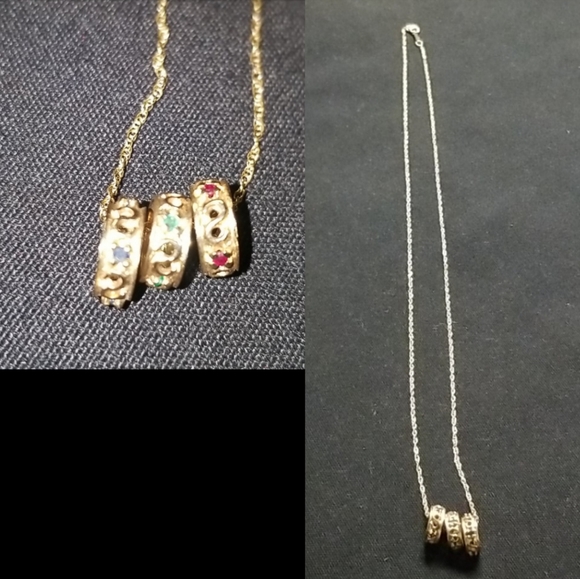 10K Gem Charm Trio Necklace - Picture 2 of 8